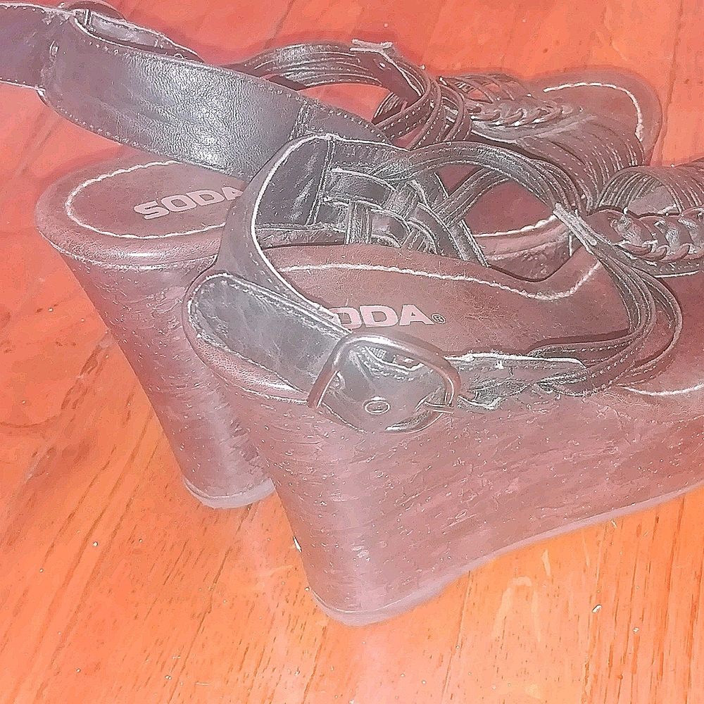 Soda black wedge sandals